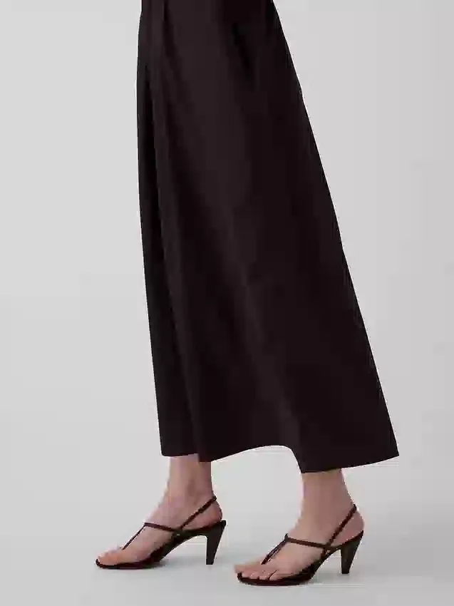 Poplin Düşük Belli Maxi Elbise