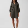 Poplin Henley Mini Elbise