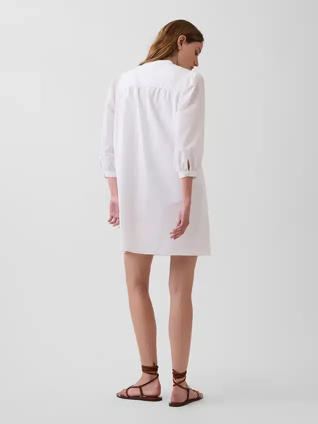 Poplin Henley Mini Elbise