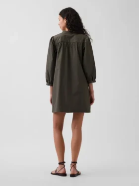 Poplin Henley Mini Elbise