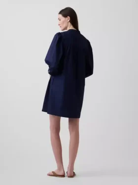Poplin Henley Mini Elbise
