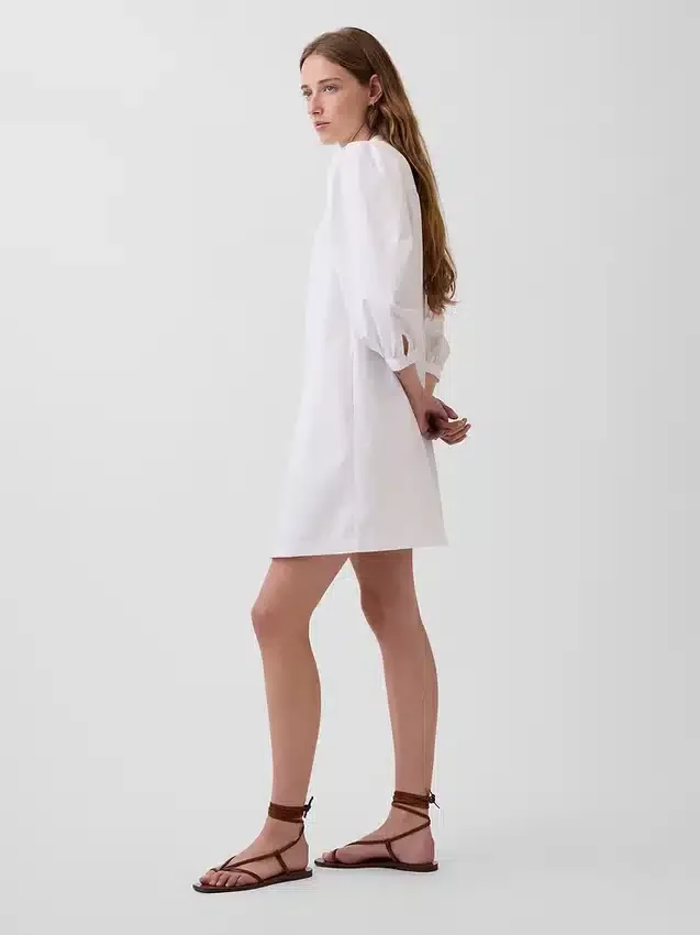 Poplin Henley Mini Elbise
