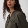 Poplin Henley Mini Elbise