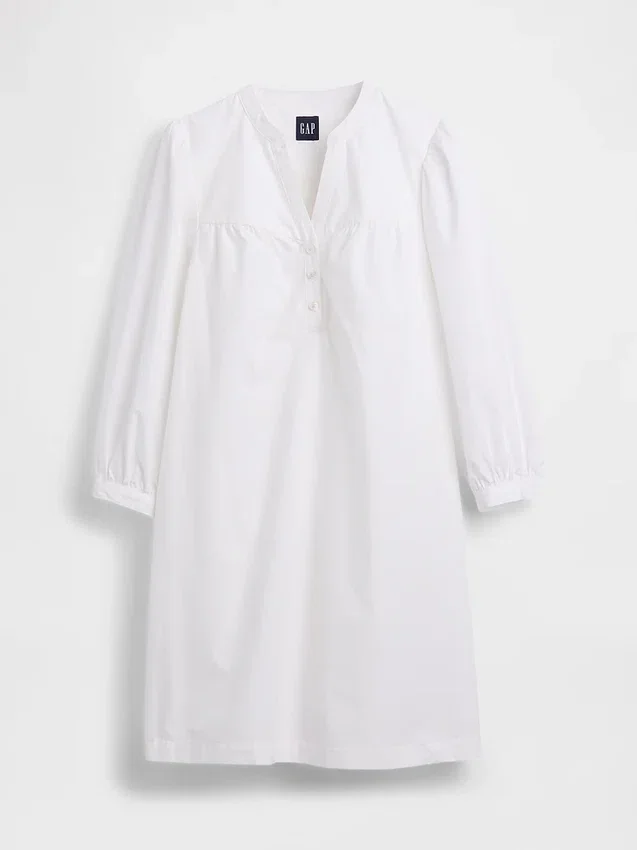Poplin Henley Mini Elbise