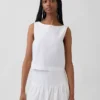 Poplin Kayık Yaka Tank Top