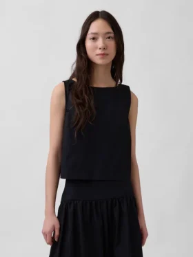 Poplin Kayık Yaka Tank Top