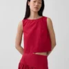 Poplin Kayık Yaka Tank Top