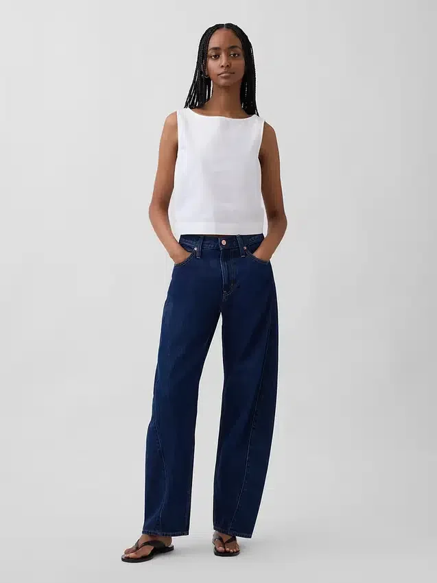 Poplin Kayık Yaka Tank Top