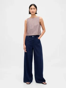 Poplin Kayık Yaka Tank Top