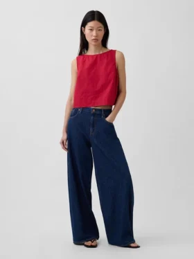 Poplin Kayık Yaka Tank Top