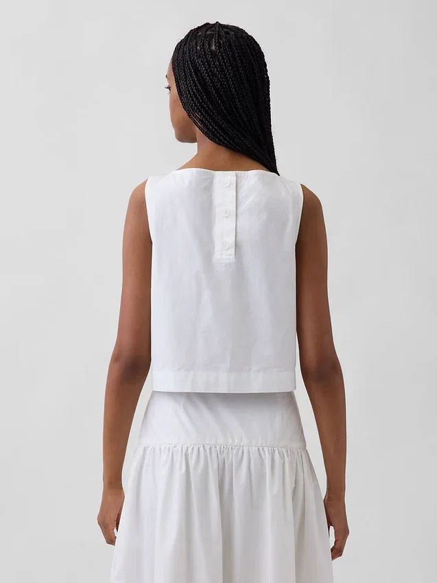 Poplin Kayık Yaka Tank Top