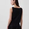 Poplin Kayık Yaka Tank Top