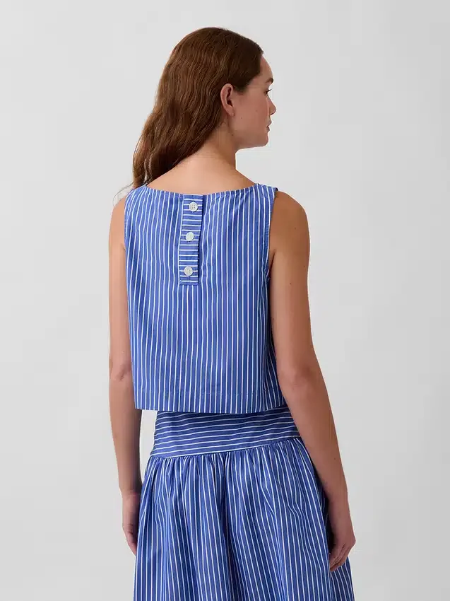 Poplin Kayık Yaka Tank Top