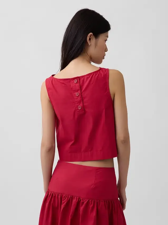 Poplin Kayık Yaka Tank Top