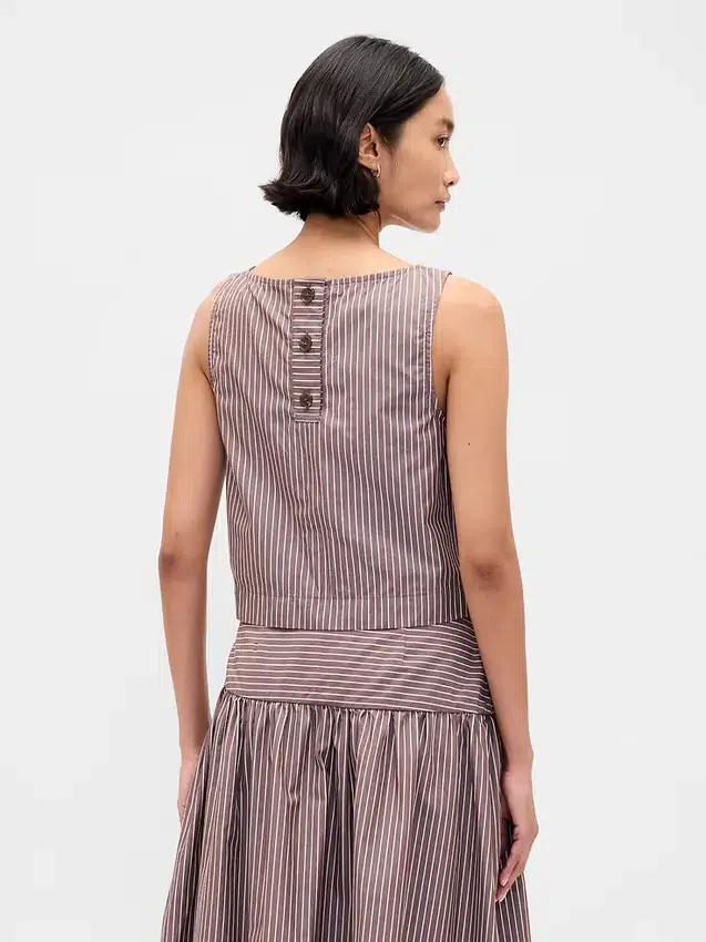 Poplin Kayık Yaka Tank Top