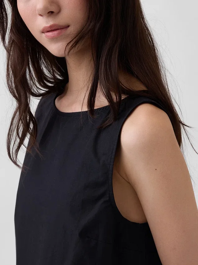 Poplin Kayık Yaka Tank Top