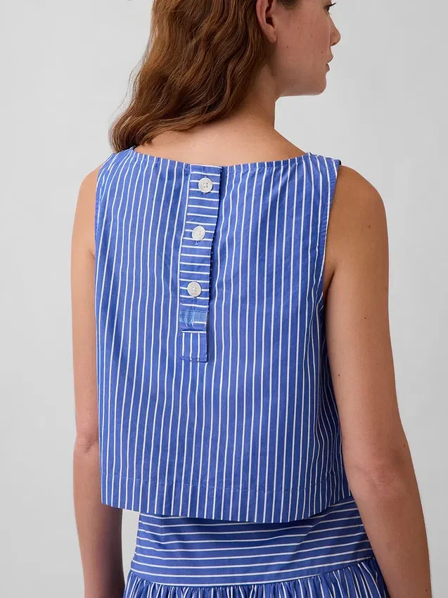 Poplin Kayık Yaka Tank Top