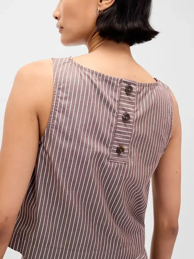 Poplin Kayık Yaka Tank Top