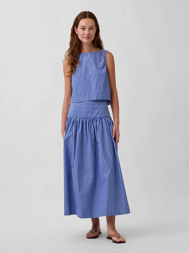 Poplin Kayık Yaka Tank Top