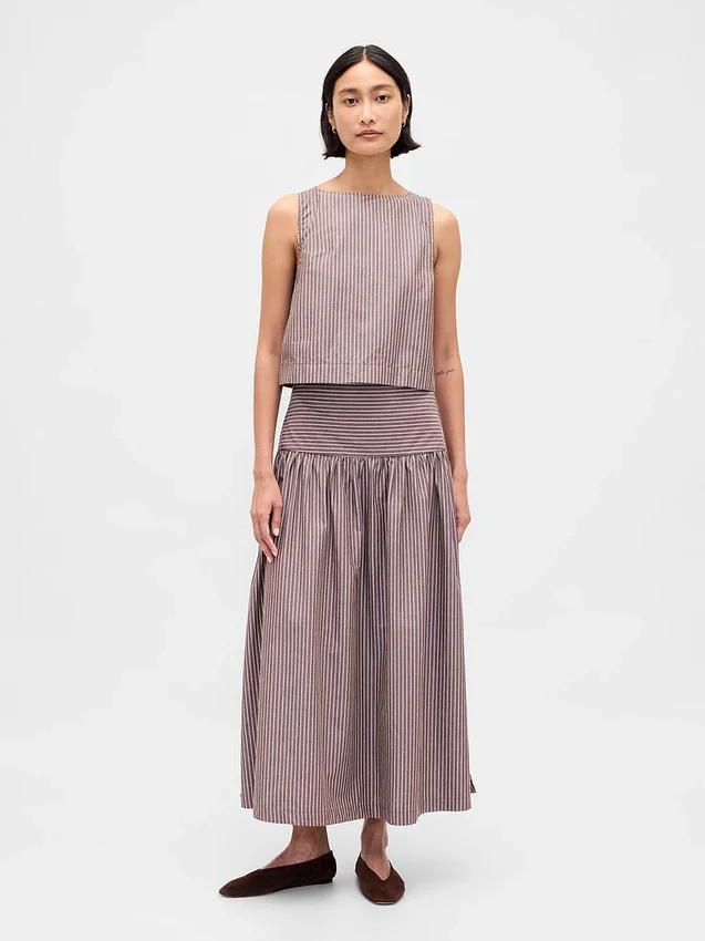 Poplin Kayık Yaka Tank Top