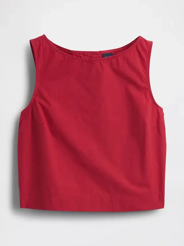 Poplin Kayık Yaka Tank Top