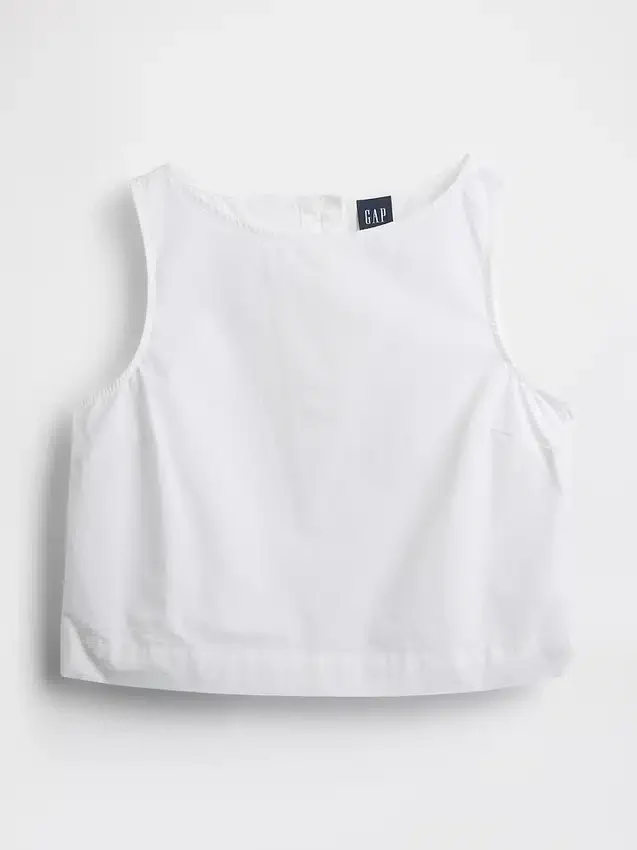 Poplin Kayık Yaka Tank Top