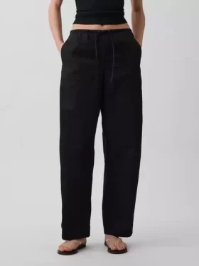 Poplin Kolay Giyilebilir Geniş Paça Pantolon