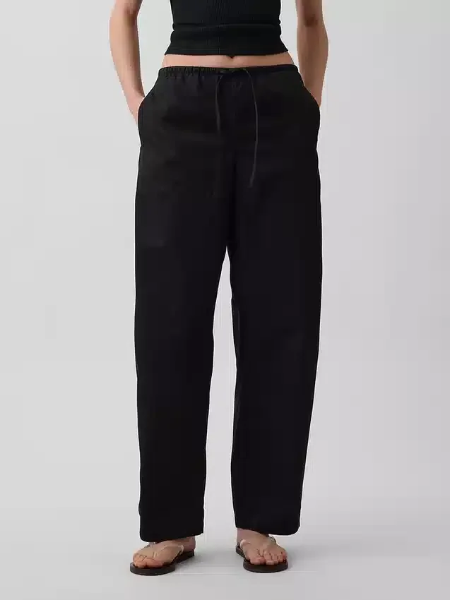 Poplin Kolay Giyilebilir Geniş Paça Pantolon