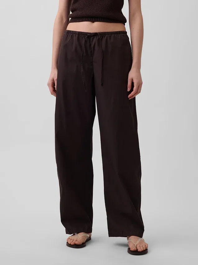 Poplin Kolay Giyilebilir Geniş Paça Pantolon