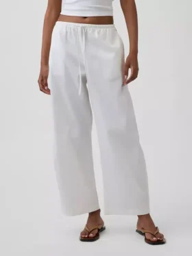 Poplin Kolay Giyilebilir Geniş Paça Pantolon