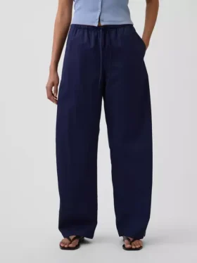 Poplin Kolay Giyilebilir Geniş Paça Pantolon