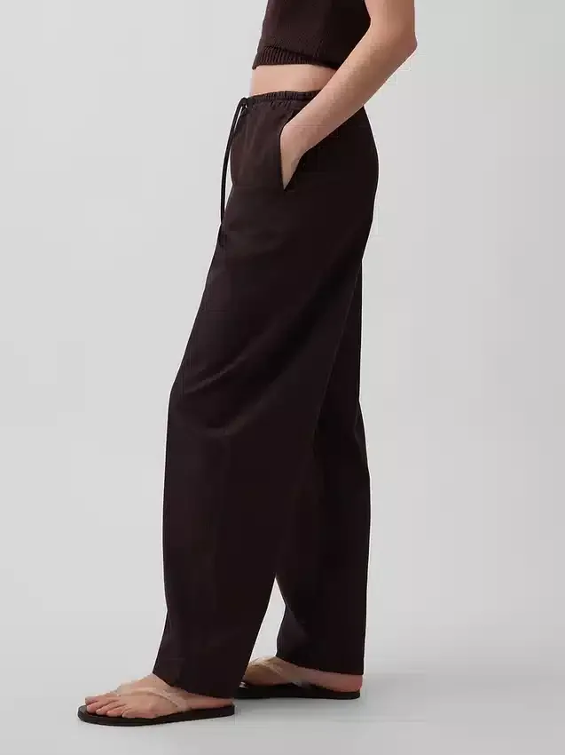 Poplin Kolay Giyilebilir Geniş Paça Pantolon