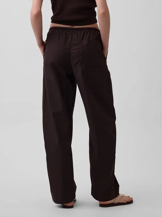 Poplin Kolay Giyilebilir Geniş Paça Pantolon