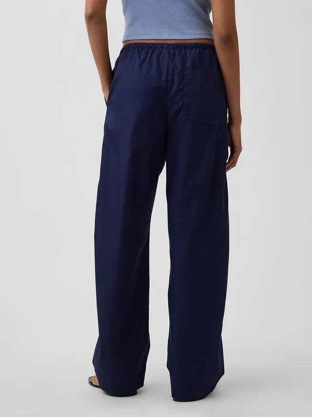 Poplin Kolay Giyilebilir Geniş Paça Pantolon