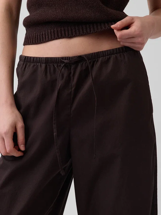 Poplin Kolay Giyilebilir Geniş Paça Pantolon