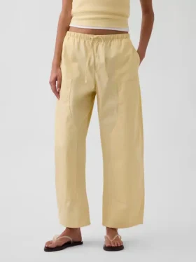 Poplin Kolay Giyilebilir Çift Dizli Geniş Paça Pantolon