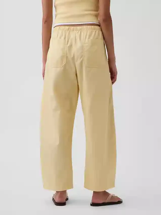 Poplin Kolay Giyilebilir Çift Dizli Geniş Paça Pantolon