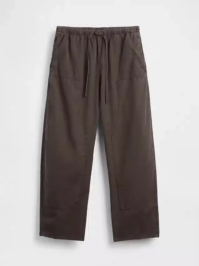Poplin Kolay Giyilebilir Çift Dizli Geniş Paça Pantolon