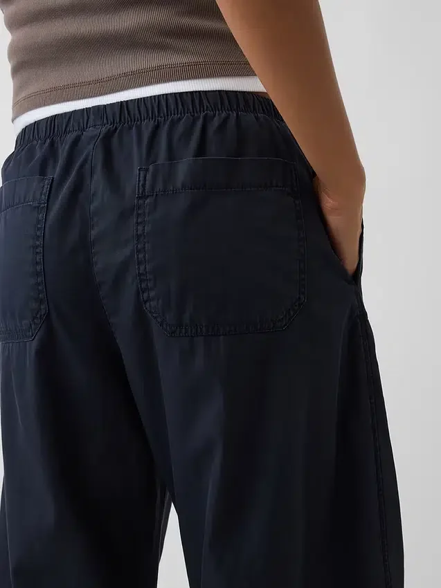Poplin Kolay Giyilebilir Çift Dizli Geniş Paça Pantolon