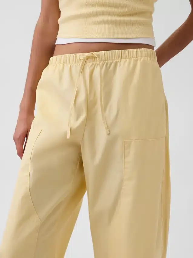Poplin Kolay Giyilebilir Çift Dizli Geniş Paça Pantolon