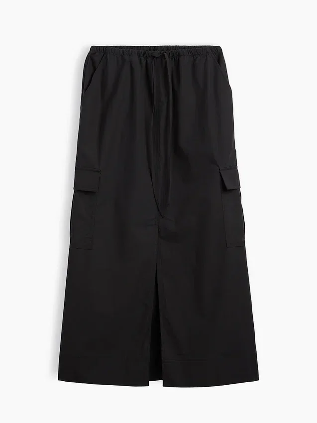 Poplin Kolay Giyilebilir Kargo Maxi Etek
