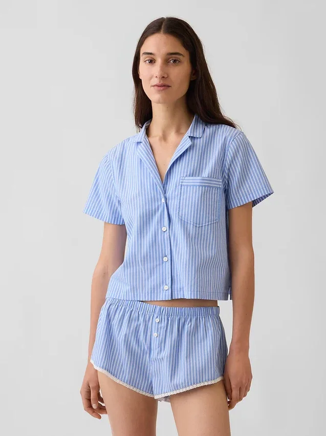 Poplin Kısa Pijama Gömleği