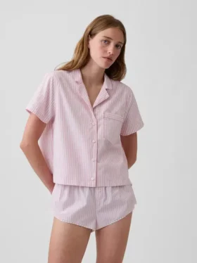 Poplin Kısa Pijama Gömleği