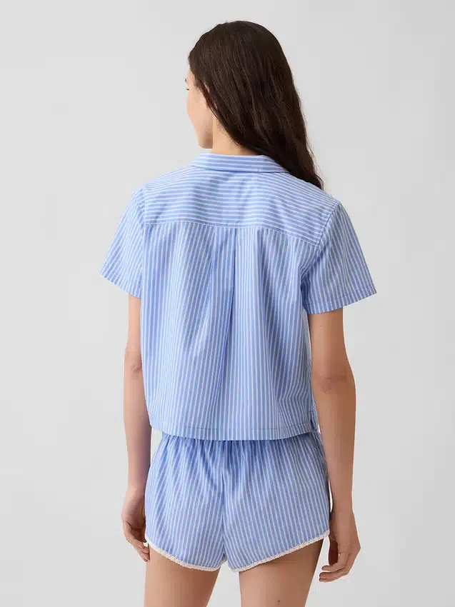 Poplin Kısa Pijama Gömleği