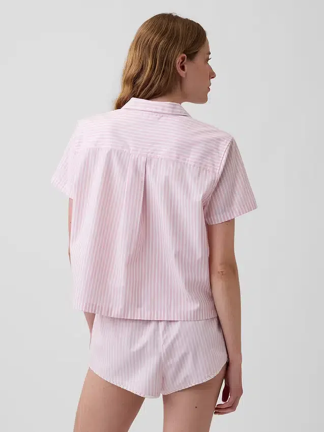 Poplin Kısa Pijama Gömleği