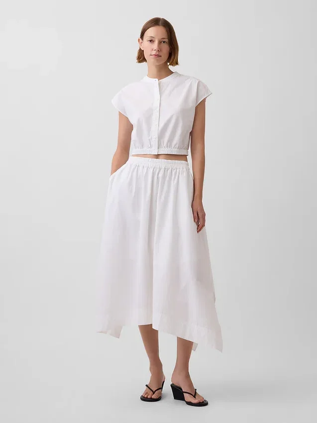 Poplin Midi Mendil Etek