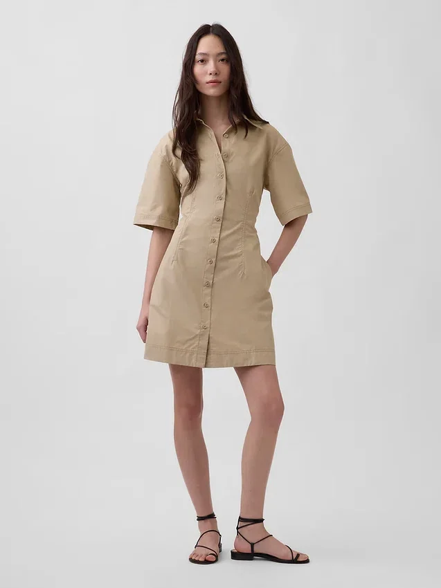 Poplin Mini Gömlek Elbise