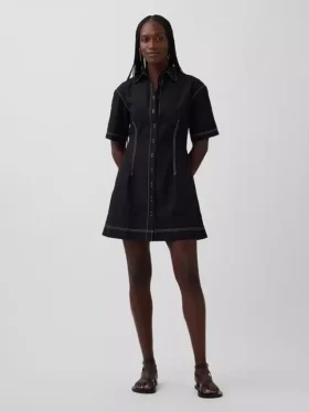 Poplin Mini Gömlek Elbise