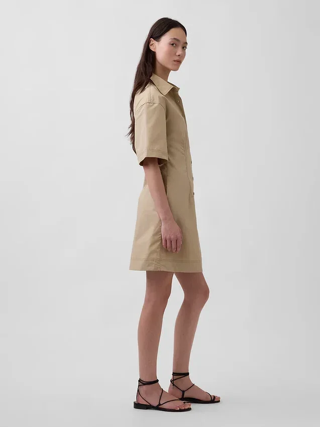 Poplin Mini Gömlek Elbise