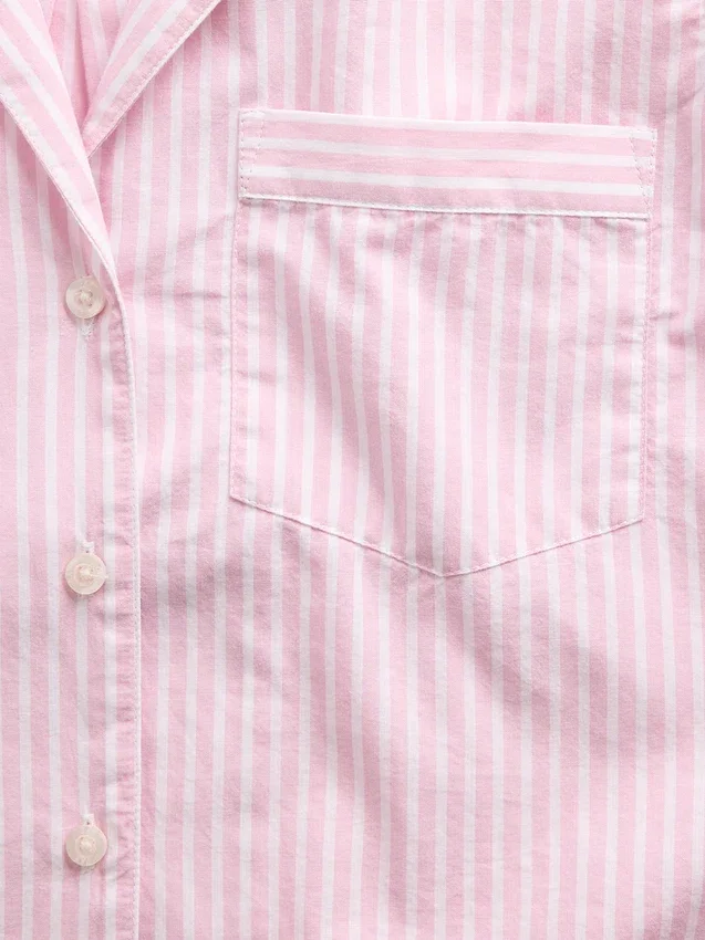 Poplin Oversized Kısa Pijama Gömleği